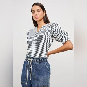Rails Jewel Top Ivory Navy Micro Stripe